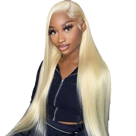Parukk for panne, parykk av ekte hår, blond parykk for kvinner med S