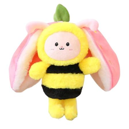Pääsiäispupu mehiläistäytetyt eläin, käännettävä porkkana mansikkapupu pehmo vetoketjulla 30cm bee