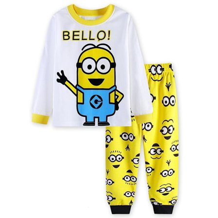 Barn Søte Minions Motiv Langermet T-skjorte Bukser Pyjamas Nattøy #1