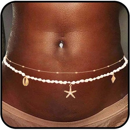 Simpukankuori Vyötäröketju Naisille Boho Kerros Meritähti Vartaloketjut Vyötäröhelmiin Kesä Helminauha Vyö Ranta Bikini Vatsaketju Korut