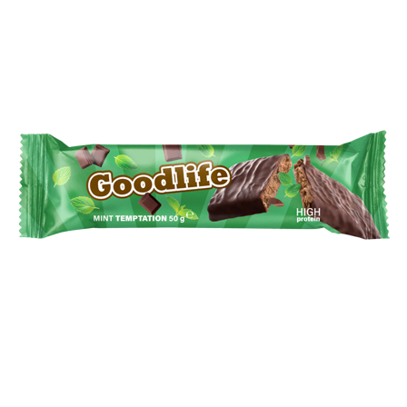 Proteinbars Goodlife Proteinbar 50 g, Mint Temptation - Bodyman.dk