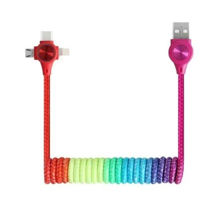 3-in-1 1,2 m vetävä USB-datakaapeli Type-C pikalataus 3 in 1