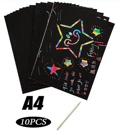 Regnbue Skrapepapir Kunstsett 10/20/50 Ark Skrap Det Av Papir Tegnebrett Ark Fargerik