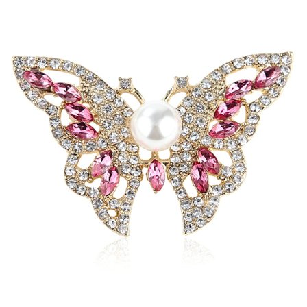 1 st Strass fjärilsbroscher Kvinnor Elegant Crystal Insect Blue One Size