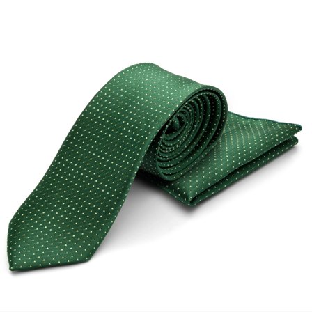 Corbata y pañuelo de bolsillo de lunares verdes para hombres - Sets de pañuelos de bolsillo