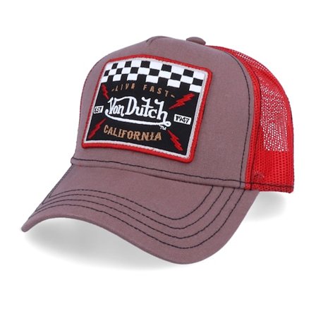 Von Dutch - Brun trucker Caps - Square Patch Brown/red Trucker @ Hatstore