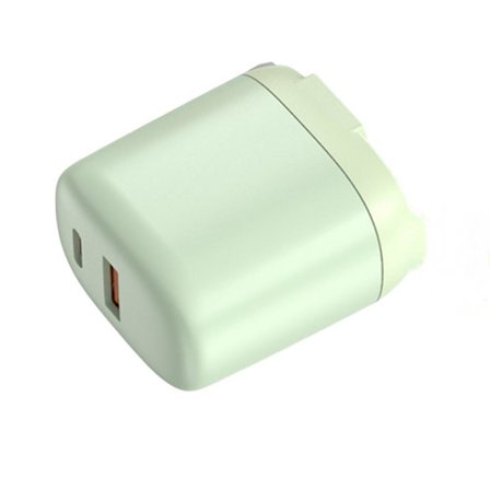 Kompatibel multifunktionell USB-väggladdare, flerfärgad kompakt, med typ-c+usb-laddare och Pd-kabel för hem, kontor och resor (2 st)(Grön)