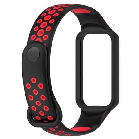 (svart och röd) Hålformad silikonrem Tillbehör till Redmi Band 2