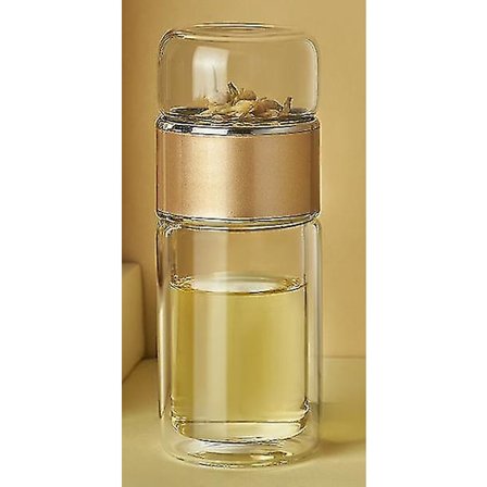 Vattenflaska vägg bärbar 280 ml högt borosilikatglas dubbel