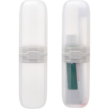 Tannbørsteetui 2-pakning, Transparent Hvit Tannbørstereiseetui, Tannbørsteholder i Plast for Reise, Portabelt Tannbørsteetui for Reise