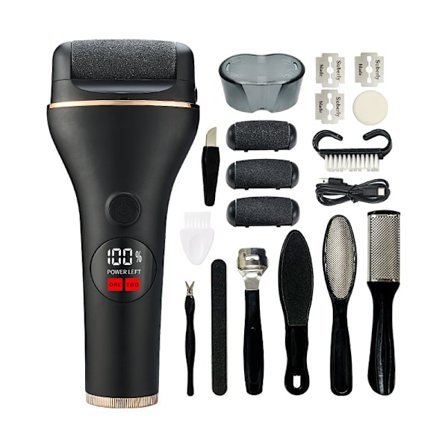 Elektrisk fotfil for hard hud 10-delt pedikyrsett for fjerning av hard hud Svart