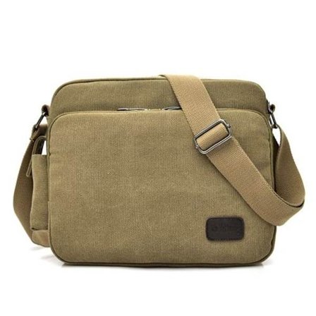 RuYiHuang Herre Vintage Canvas Multifunktionel Skuldertaske (Khaki)