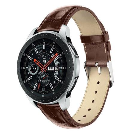 Samsung Galaxy Watch (46mm) erstatnings urrem i læder med krokodille tekstur - Brun Brown