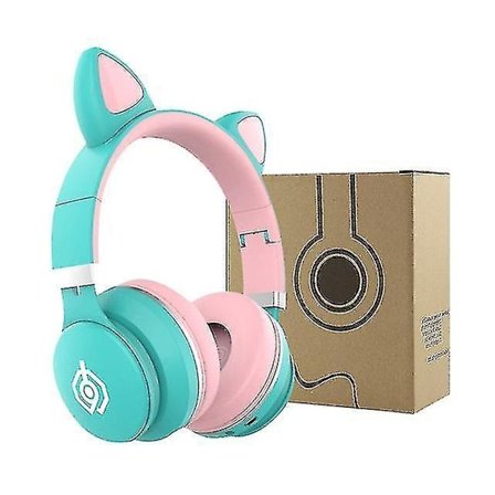 1mor Led Cat Ear Noise Cancelling Kids Headphones With Mic(green)