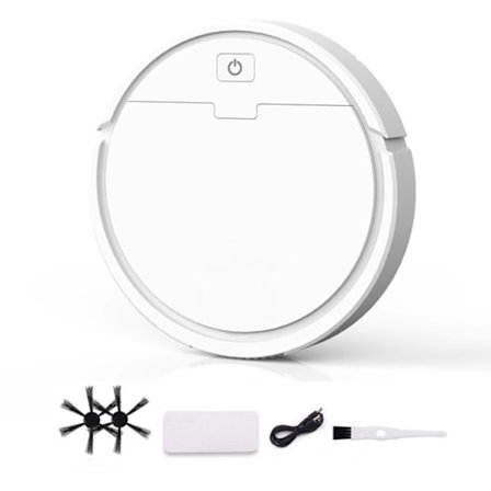 Hvit smart robotstøvsuger, feiende robot, trådløs tre-i-ett automatisk feiende robot suger sterkt opp kjæledyrhår, harde gulv