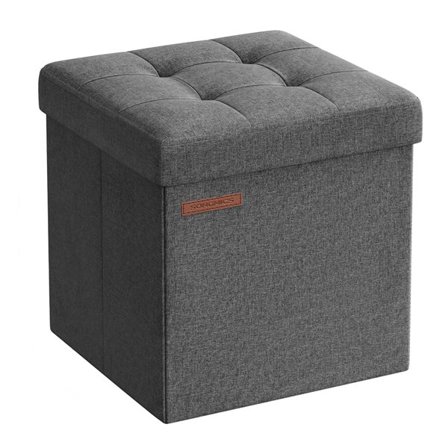 Hopfällbar mjuk fotpall med förvaring i mörkgrått tyg