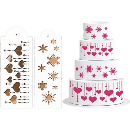 Snøfnugg Hjerte Kakedekorasjon Maler Stensiler 4 stk Blomster Bryllupskake Former Cookie Fondant Dessert Dekorasjonsutstyr