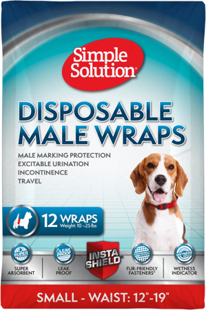 Simple Solution Disposable Male Wraps suojat uroskoirille, S, 12 kpl