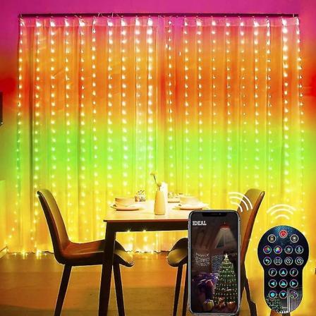 16 färger Rgb Symphony Gardin Ljussträng Fjärrkontroll USB Färgskiftande Dekorativ Ljus-3 storlek
