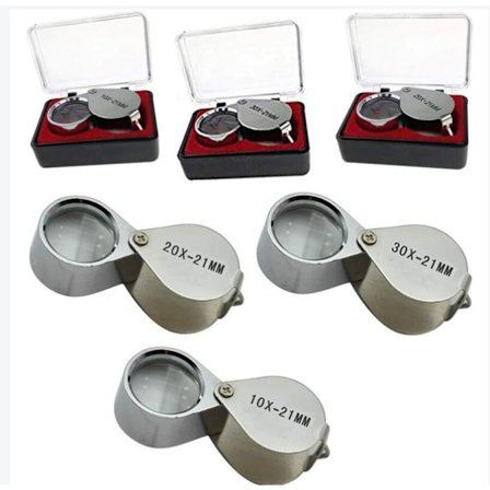 3 kappaletta 10X/20X/30X jalokivikauppiaan luuppi lasi timantti suurennuslasi