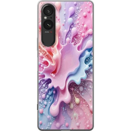 Kompatibelt Mobilskal till Sony Sony Xperia 5 V Pastell splash - Abstrakt motiv i rosa, blått och lila toner