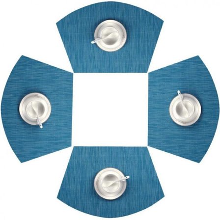 Blått set med 4 PVC-bordstabletter - Tvättbara - För runda bord