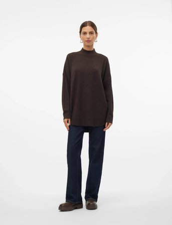 Vero Moda Vmplaza Ls Highnck Long Pullover Ga Noos - Brown - XS