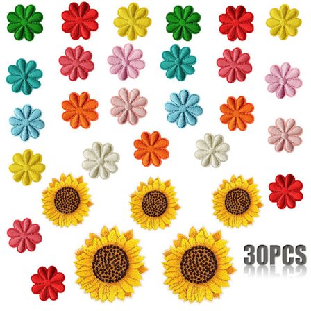 30 st Broderie Patch Thermocollant Ecusson à Coudre, Fleur Auto