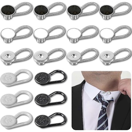18 stk. Skjortekrave Knapforlænger: Halsknapforlænger til Herre Skjorte - Komfortabelt Slips [DB]