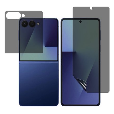 SKALO Samsung Z Flip7 Privacy Fuld Dækning For+Bag Skærmbeskyttelse - Sort