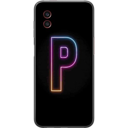 Yhteensopiva Puhelinkuori Samsung Samsung Galaxy Xcover6 Pro Minimaalinen neonkirjain P värin asteittaisella muutoksella ja valotehosteella mustaa ta