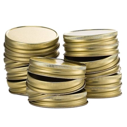 24 Pakker Mason Jar Lopp, Vanlig Munn, Lekkasikkert, Sikre Mason Solid Lopp (gull)