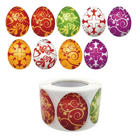500 stk. Happy Easter-klistremerker Påskeegg Selvklebende klistremerke Festgodterietikett