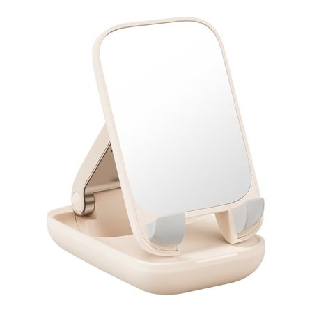 Justerbart telefonställ med spegel Baseus Seashell Series - beige