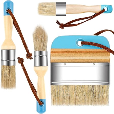 4 stycken krita- och vaxfärgpenslar Borst Penslar Naturliga Penslar Trähandtag DIY Vaxningspenslar för Konst Hantverk Trä Möbel