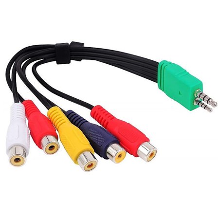 3,5 mm hane 2,5 mm hane till 5RCA honkontakter Videoadapterkabel sladd Kompatibel för BN39-01154 LED LCD TV Videokabel