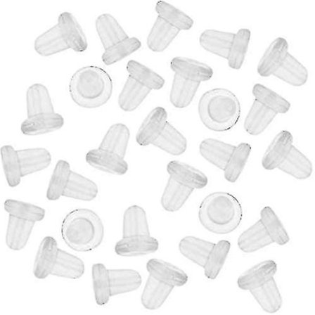 1000 stk. låse til øreringe, hætter til allergivenlige øreringe, stopper til øreringe, gennemsigtige gummibagstopper til koniske øreringe.
