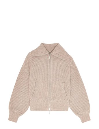 REMAIN Birger Christensen Knitted Cropped Bomber - Beige - M