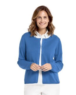 Finstickad Kofta med invävda små upphöjda prickar, Peg Blå - 52/54 - Åshild