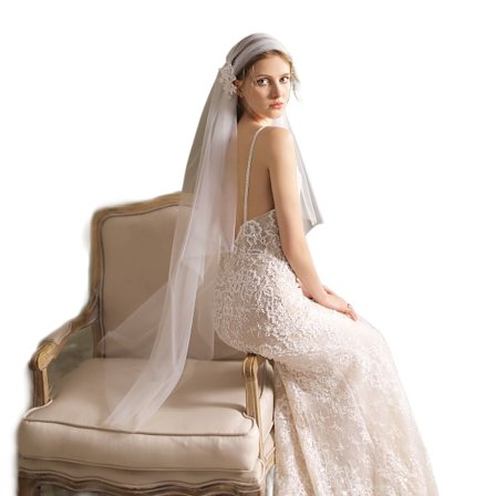 Vintage brudeslør i hat-stil, 100×135 cm, 1 stk