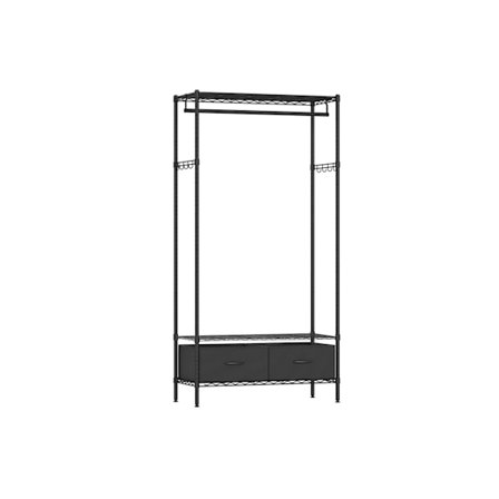 Rootz Steel Tøjstativ - Tøjstativ - Stålgarderobe - Heavy-Duty - 40 cm x 90 cm x 180 cm - Blæk sort - 7,5 kg - 90 kg Kapacitet