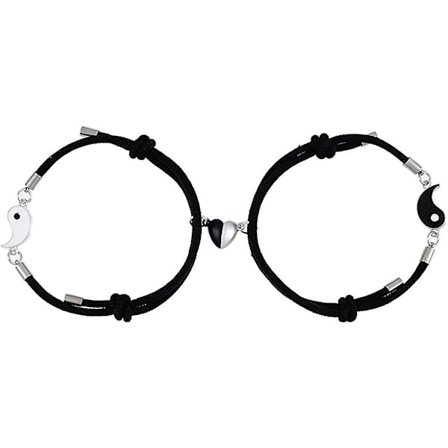 Nylry Bedste Ven Armbånd til 2 Matchende Yin Yang Armbånd til Kvinder Mænd Yin Yang Langdistance BFF Venskabs Magnetisk Armbåndsæt til Par Bo