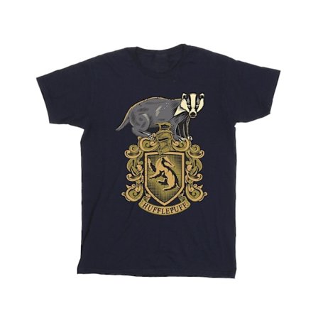 Harry Potter T-shirt för flickor med Hufflepuff-vapenskölden i skissform, bomull, 7-8 år