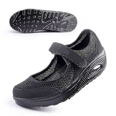 Naisten mukavat kävelyhoitajan kengät, liukumattomat, hengittävät kiilakorkokengät kuntoiluun stcyv