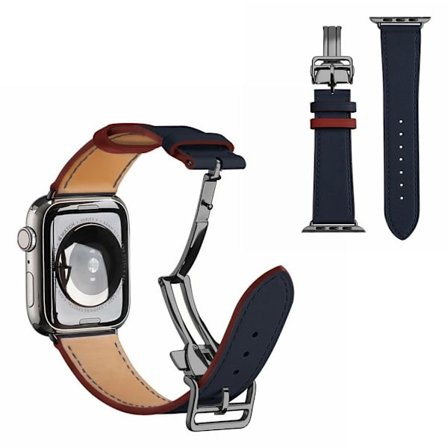äkta läder svart spänne klockarmband för Apple Watch Series 6 / 5 40mm - Indigo blå