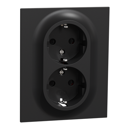 Elko EKO50132 Pistorasia 2-osainen, maadoitettu, matala, jousiliittimillä Musta, Kytkimet & pistorasiat