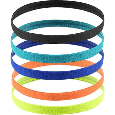 Tynde sports pandebånd til drenge, 5-pak elastiske pandebånd til børn, sports pandebånd til kvinder, skridsikre pandebånd, svedabsorberende pandebånd 