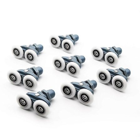 Nytt 8-delars set 23mm ABS-plast justerbart dubbelt svängbart remskiva hjul duschkabin skjutdörr