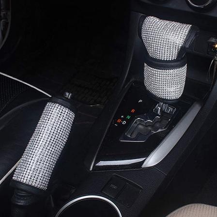 (2 stk./sæt) Krystal Diamant Gearskifte Knaphåndtag Dæksel & Håndbremse Dæksel