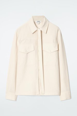 COS Damen Hemd Mit Schaldetail - Weiss